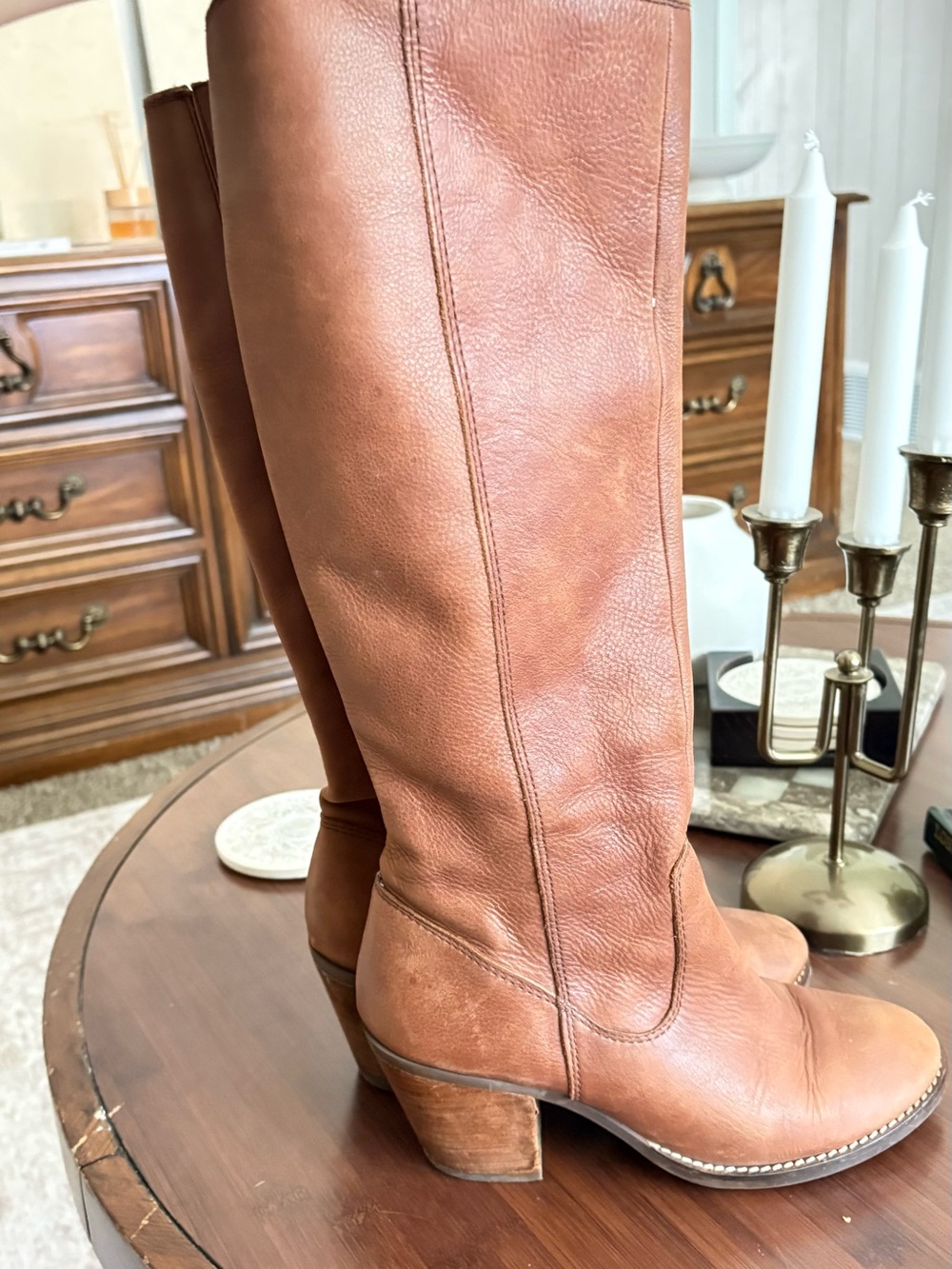 Seychelles Tall Leather Knee high Boots in Cognac
